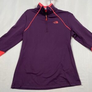The‎ North Face Pullover Top 1/4 Zip Long Sleeve Athletic Purple Coral S16